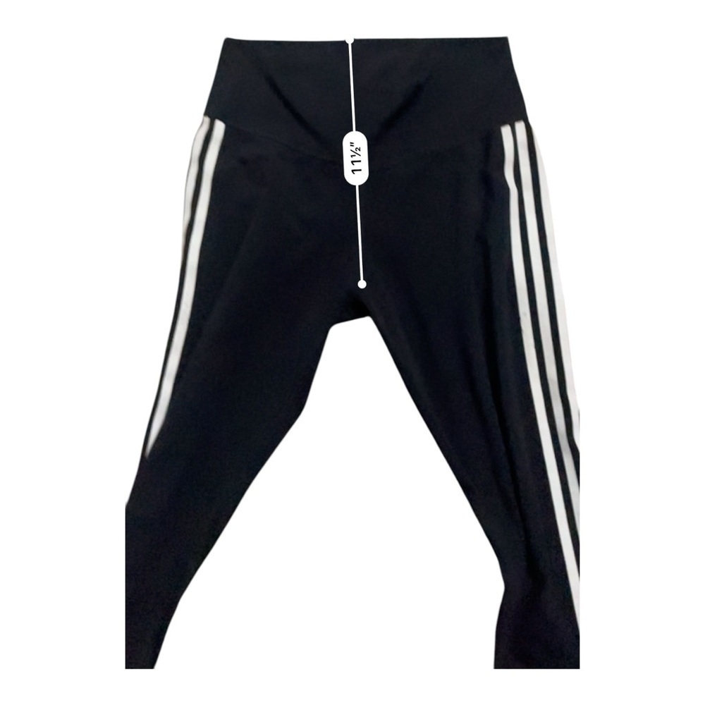 Adidas activewear yoga sports leggings black striped pocket wide waist Women M - Picture 13 of 15